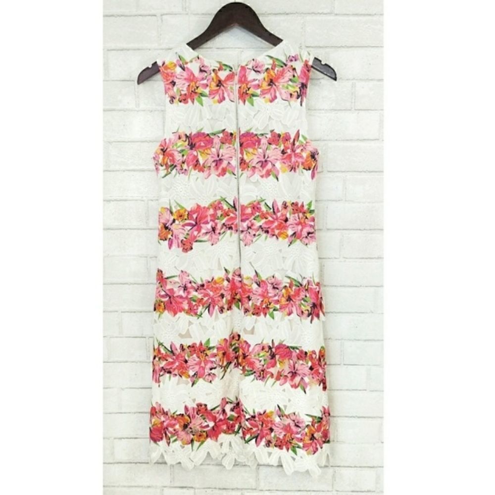 Julia Jordan Floral Lace Shift Dress 14 White Pink Multicolor - Picture 3 of 6